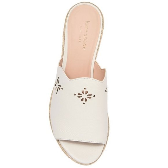 **CLOSET CLEAROUT** 
Kate Spade Tia Espadrille Wedge Leather Sandals White Lea - Picture 4 of 5